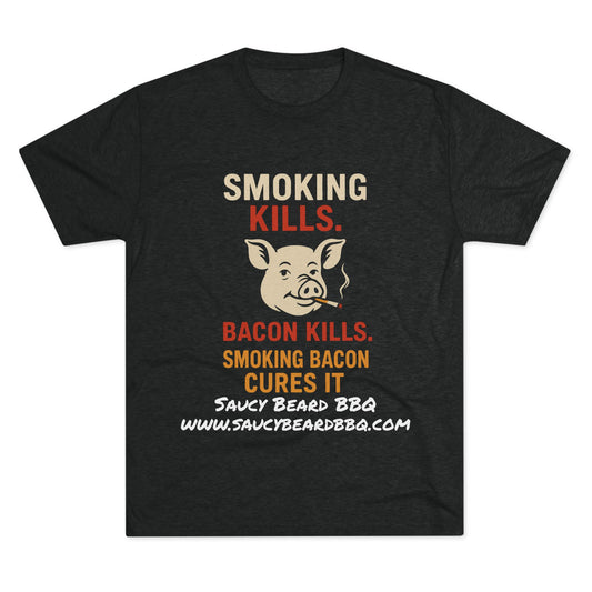 Funny BBQ Crew Tee - Smoking Kills Pig Design, Perfect Gift for Grill Lovers, Foodie T-Shirt, Unique BBQ Apparel, Cookout Clothing