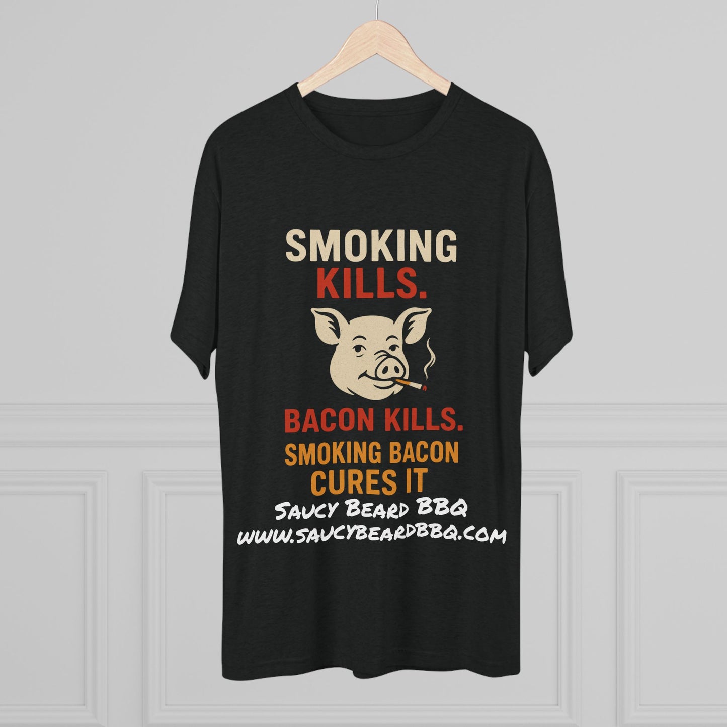 Funny BBQ Crew Tee - Smoking Kills Pig Design, Perfect Gift for Grill Lovers, Foodie T-Shirt, Unique BBQ Apparel, Cookout Clothing