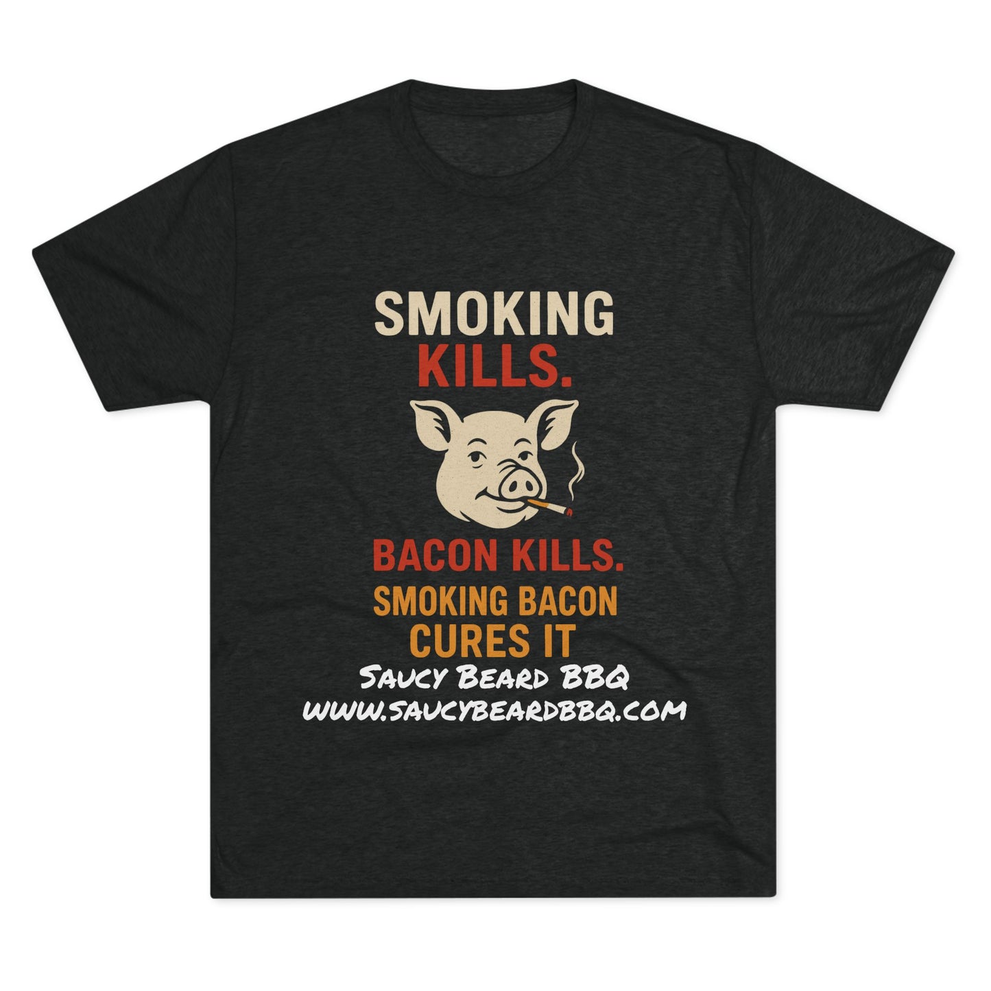 Funny BBQ Crew Tee - Smoking Kills Pig Design, Perfect Gift for Grill Lovers, Foodie T-Shirt, Unique BBQ Apparel, Cookout Clothing